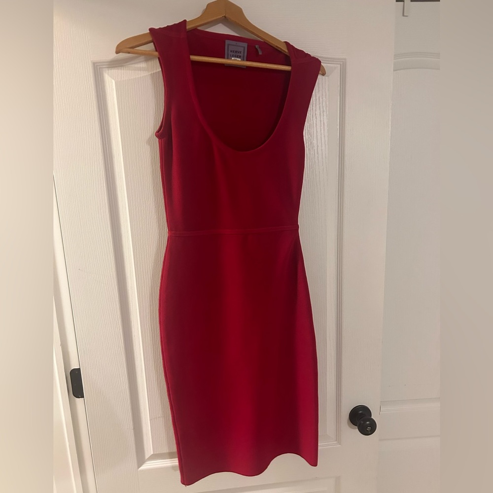 Red Herve Leger body on dress